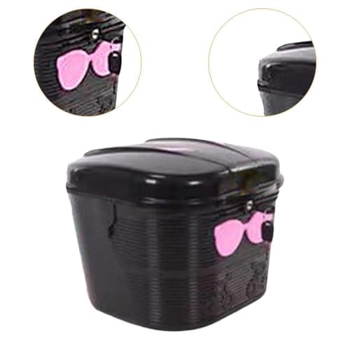 FytStycale Electric Bike Basket Front Mounted Storage Box Lock Design 20L Large Capacity with Lid Heavy Duty Basket for Biking, Black Pink — view 2