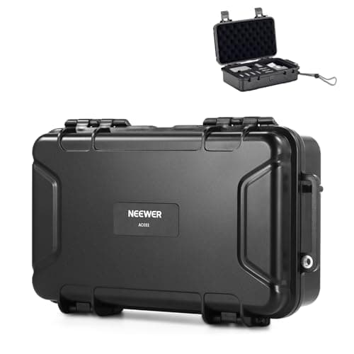 NEEWER Hard Case Compatible with DJI Osmo Action 5 Pro / 4/3 Camera, IP67 Waterproof Dustproof Shockproof Portable Travel Storage Case with Custom Foam Inserts & 12 Slots for Accessories, AC031