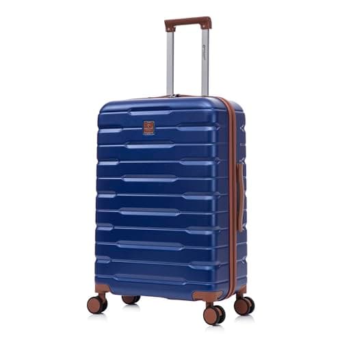 Rocklands London Suitcase Medium 25 Inch Hard Shell Lightweight Checked Luggage with 360° Rubber Spinner Wheels Durable Travel Case Telescopic Handle, TSA Lock (Royal Blue)