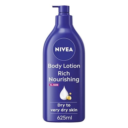 NIVEA Rich Nourishing Body Lotion (625ml), Rich 72H Hydration Moisturiser for Dry Skin Made with Deep Moisture Serum and Almond Oil, Extra Large NIVEA Body Lotion