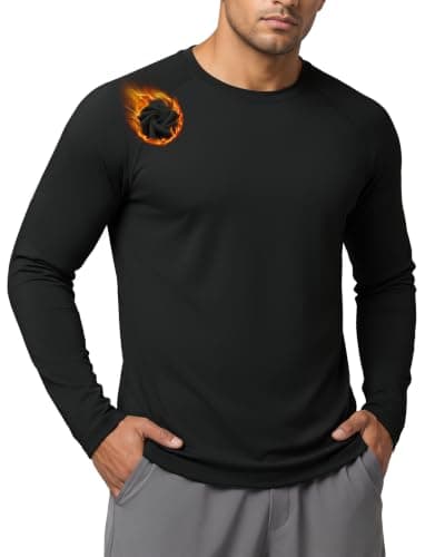 MAGCOMSEN Men's Fleece Lined Thermal Base Layer Long Sleeve Top, Black, M