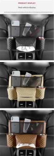Travel Car Seat Organizer PU Leather Multi-Pocket(Brown) — view 6