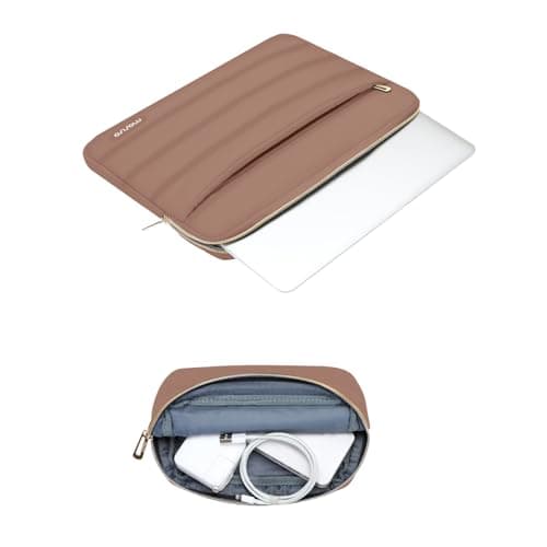 MOSISO 16 inch Laptop Case Puffy Sleeve with Small Bag, Mocha — view 3