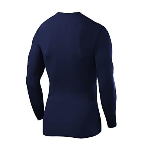PowerLayer Kids Base Layer Long Sleeve Compression Shirt. Lightweight and Moisture Wicking Thermal Top for Football, Rugby, Soccer and Gym for Boys - Navy, Boys Large (10-12 Years) — view 3