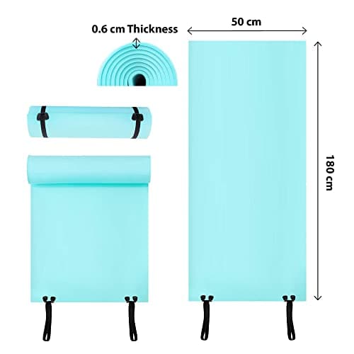 1ABOVE Yoga & Camping Roll Mat - Waterproof Insulated Roll Up Foam Camp Mattress with Elasticated Straps, Lightweight & Durable Ideal for Camping, Fishing, Festival & Exercise (180x50x0.6cm) (GREEN)… — view 2
