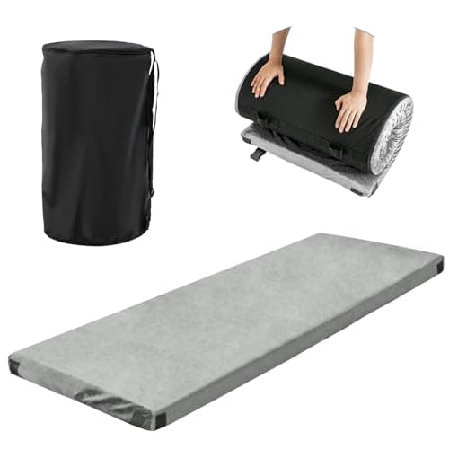 COSTWAY Memory Foam Camping Mattress, 6.5cm Thick Waterproof Roll Up Sleeping Mat with Zipper & Carry Bag, Portable Foldable Floor Guest Bed for Indoor Home, Outdoor Camping & Sleepover Use (Grey)