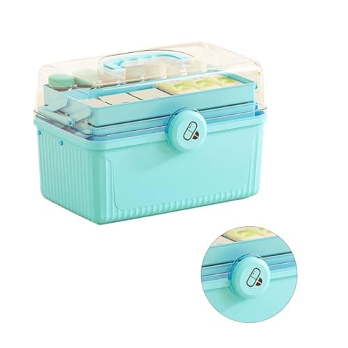 Fockety 3 Layers Large Capacity Lightweight Shockproof First Aid Kit for Home Emergencies (Sky Blue) — view 3