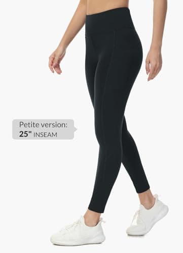 baleaf Women's Fleece Lined Water Resistant Leggings High Waisted Thermal Running Tights Winter Yoga Sports Trousers Pockets 25'' Black M — view 3