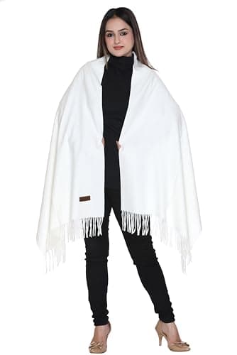 World of Shawls Luxurious Cashmere Feel Shawl Wrap for Women - Soft, Warm, Lightweight & Elegant, Perfect for Winter, Travel, Weddings or Gift (Ivory Cream) — view 3