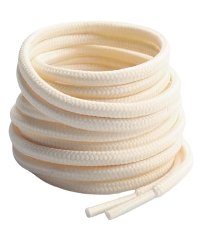 Gendewiner 1 Pair Cream White 120 cm Long Round Boots Shoelace Hiking Boots Shoe Laces Replacements for School Football Trainer Laces