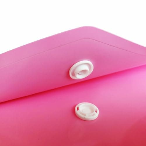 𝑷𝑰𝑵𝑲 Document Wallet - 15 Pack A4 Pastel Folder Document Files Envelope - Plastic Popper with Snap Button, Waterproof Folder for Home, School, Office Stationery — view 6