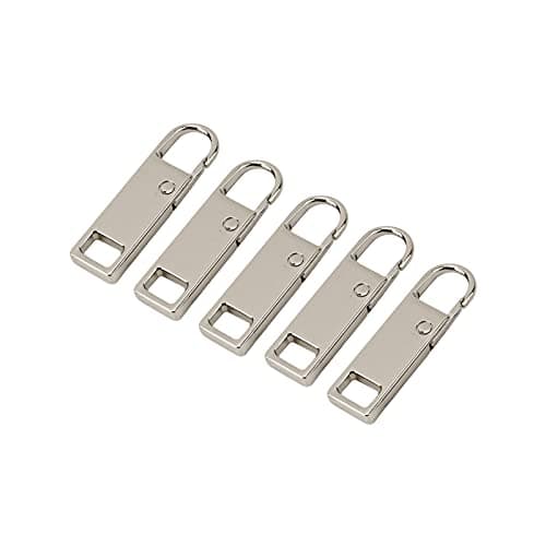 Faderr Zipper Repair Kit, 5pcs Zip Pullers, Zipper Pull-Tab Replacement, DIY Zip Slider Pull Tabs Repair Replacement, Metal, Silver