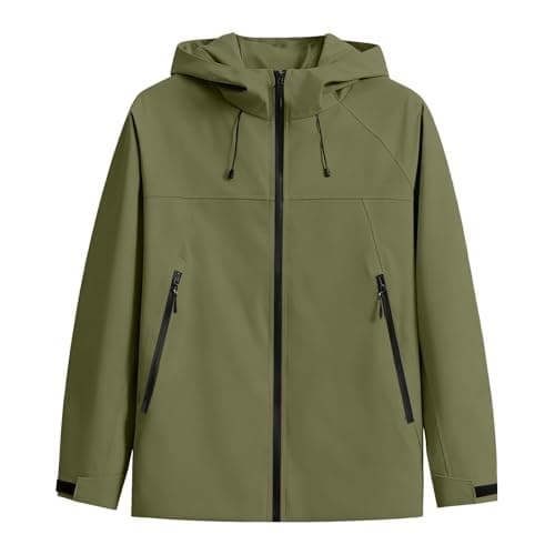 Anbiryeik Waterproof Jackets Mens Windproof Hooded Raincoat Lightweight Packable Softshell Jacket Fast Dry Breathable Summer Windbreaker Pullover Top for Running Cycling Climbing Walking BGreen XXL — view 2