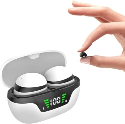 Cmeilau 2024 New Wireless Mini Invisible Earbuds Hidden Bluetooth IPX5,Noise Cancelling Stereo Discreet Smallest Tiny Bluetooth,Waterproof Headphones Sleeping Ear Buds for Side Sleepers (White)