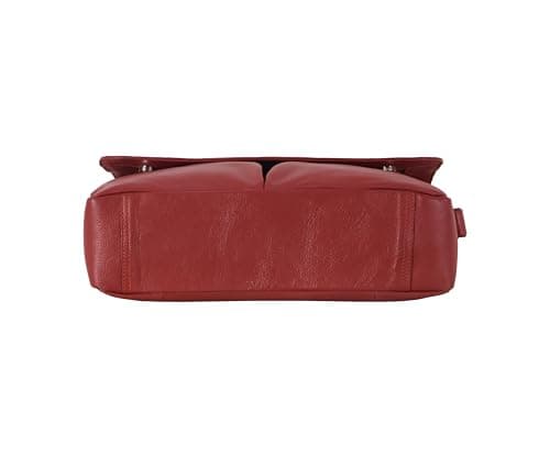 Laptop Messenger Bag Red Cowhide Leather Briefcase Shoulder Office Travel Bag 7111 — view 4