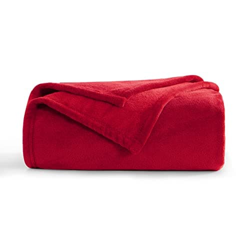 Aisbo Red Throws Blanket for Sofas - Single Fluffy Blanket Bed Throw Fleece, Warm Soft Flannel Blanket for Couch, 130x150cm
