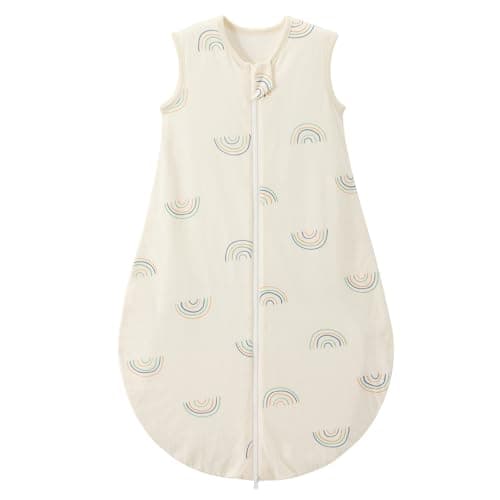 Duomiaomiao Baby Sleeping Bag 1.0 Tog Sleep Sack, Baby Sleeping Bag 100% Cotton All Years Round Baby Wearable Blanket Unisex Toddler Newborn Sleep Bag 0-6 Months, Rainbow