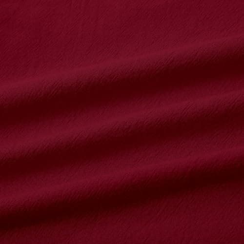 Travel Co Ord Sets for Women Burgundy Summer Cotton Linen Look 2 Piece Co-ord Set V Neck Short Sleeve Top and Elasticated Waist Shorts Casual Loungewear Outfit Size S-5XL — view 5