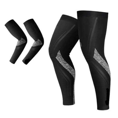 ADRLOPFE Compression Socks Sports Compression Leg Sleeves Men Women Winter Fleece Warmers Cycling Running Basketball Leggings(L,Summer Set)