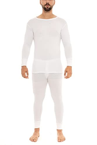 Heat Stoke®️ Men's Thermal Long Sleeves T-Shirt Long Johns Trouser Warm Base layer Black Charcoal S,M,L,XL,XXL (SINGAL SET WHITE, M) — view 2