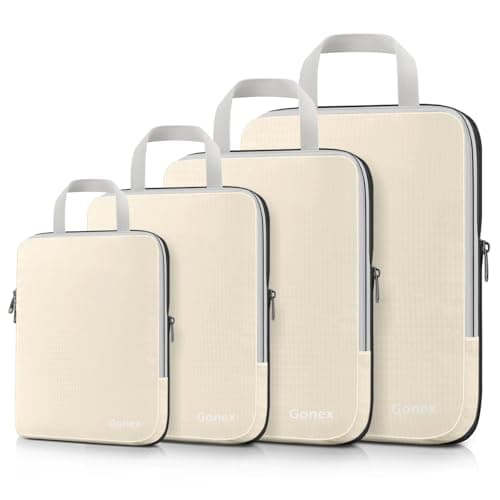 Gonex Compression Packing Cubes, 4-Piece Expandable Travel Organisers