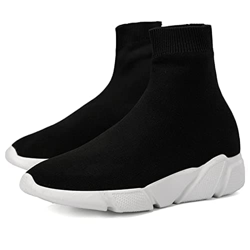 CERYTHRINA Athletic Walking Shoes Knit Weave Mesh Socks Running Shoes Lightweight Breathable Fashion Sneakers Road Fitness Train Dance Gym Casual Platform Loafers Black/White 40 — view 4