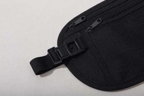 yuandnn Money Belt, Passport Holder Secure Hidden Travel Wallet with RFID Blocking, Adjustable Undercover Fanny Pack with 2 Pockets for Men Women (Black) — view 4