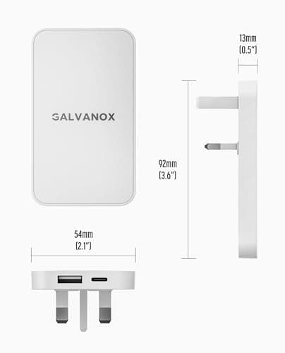 Galvanox USB Type C Flat Charger Wall Block, (2-Pack) Slim Multi Port UK Power Adapter for iPhone 17/16/15/14/Pro Max and Samsung Galaxy Phones, 20W Dual Port Fast Charging Outlet Plug — view 3