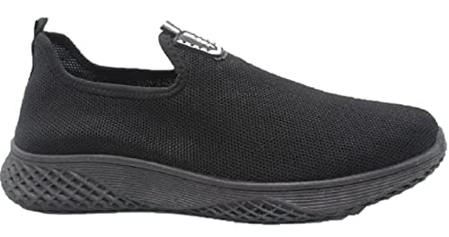 Mens Sports Running Pumps Slip ON Lightweight Walk Casual Trainers Shoes Size UK Black