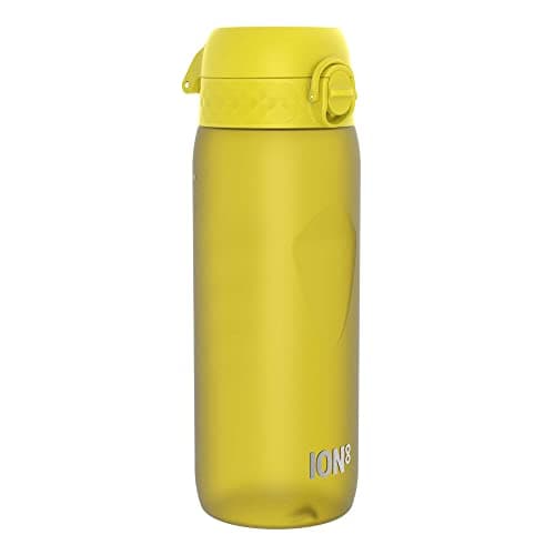 ION8 Sports Water Bottle, 750 ml/24 oz, Leak Proof, Easy to Open, Secure Lock, Dishwasher Safe, BPA Free, Flip Cover, Carry Handle, Soft Touch Contoured Grip, Easy Clean, Odour Free, Yellow