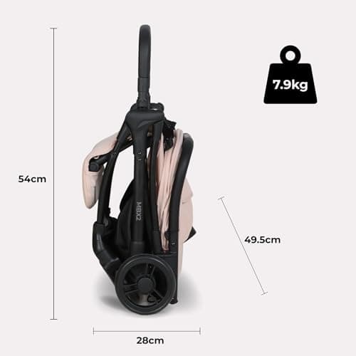 My Babiie MBX2 Compact Stroller – from Birth to 22kg, Foldable, Lightweight, Travel Buggy for Toddlers, Pushchair with UPF50+ Sun Canopy - Blush Pink — view 4