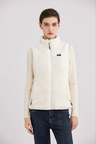 Hecusma white Heated Gilet Womens with 16000mAh 7.4V Battery Pack Included, Sherpa Heated Vest Women, Electric Fleece Ladies Heated Gilet for Outdoor Sport-M — view 2