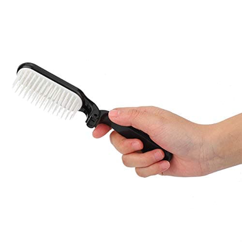 Pocket Folding Hair Brush Comb Collapsible Travel Essential Scalp Massage Styling Tool for Men Women Kids Black ABS Mini Lightweight — view 3