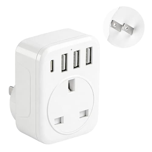 UK to Japan Plug Adapter,SHUOMAO UK to Japan Travel Adaptor with 4 USB