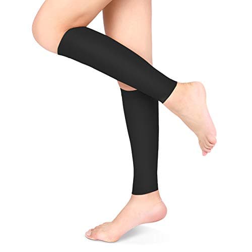 Graduated Calf Compression Sleeves, Medical Footless Compression Socks Men Women Shin Splints Leg Brace 20-30mmHg with Graduated Pressure for Swelling Varicose Veins Calf (Black-XL)