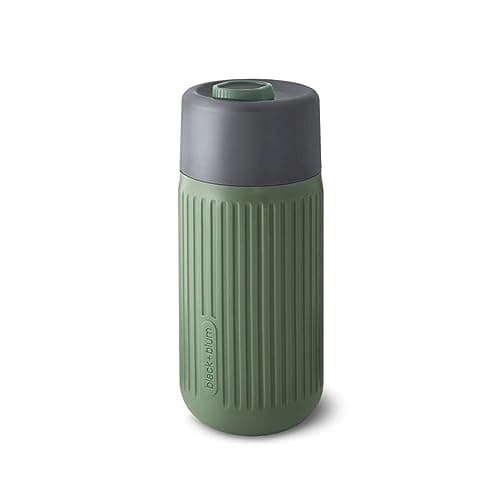 BLACK + BLUM Glass Travel Cup | Leak Proof | Non-Slip Grip | 340ml | Olive