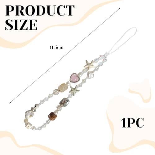 BelleVive Pearl Camera Wrist Strap, Cute Digital Camera Charm, Lanyard, Phone Charms, Strap, Anti-Loss Handstrap, Beaded Camera Chain for Phone Bag, Keychain, White — view 2