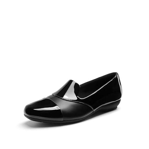 DREAM PAIRS Women's Loafers Orthopedic Work Dress Shoes,Black-Pat,6.5
