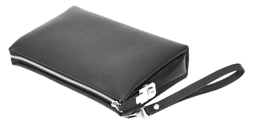 Mens Real Leather Wrist Bag Lockable Clutch Organiser Travel Pouch Thames Black — view 6