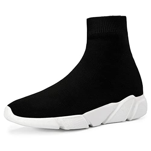 CERYTHRINA Athletic Walking Shoes Knit Weave Mesh Socks Running Shoes Lightweight Breathable Fashion Sneakers Road Fitness Train Dance Gym Casual Platform Loafers Black/White 40