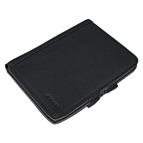 STILORD 'Ferris' Leather Document Folder A4 XL Vintage Conference Folder for 13,3 inch Laptops MacBook PC Case Bag Organiser Notebook Genuine Leather, Colour:Black — view 6