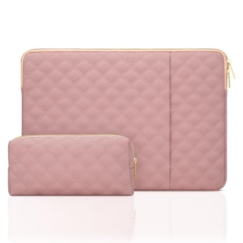 jooeer 13 Inch Laptop Sleeve Case for 13" MacBook Air/Pro M4 M3 M2 M1 13.3" Chromebook Notebook, Protective Waterproof Polyester Padded Computer Cover with Accessory Bag, Pink