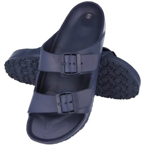 Yinka Shoes Mens Double Buckle EVA Sandals Navy UK 9 — view 4