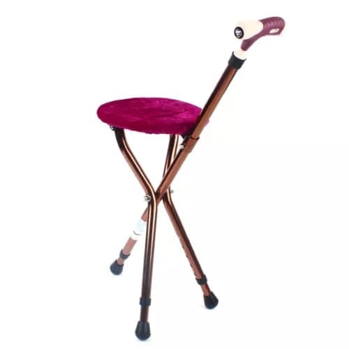 Donened - Walking Stick with Seat, Foldable Walking Stick Chair with LED Night Light & Cushion Cover, Adjustable Height, Cane Stool for Elderly Men, Disabled, max Load 100kg — view 5