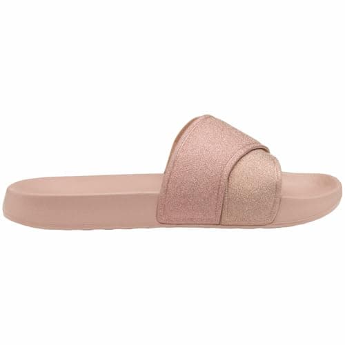 Dunlop Women Flip Flops Sandals – Comfy Toe Post T-Bar Sliders, Casual Flat Shoe Summer Holiday Beach Pool Slipper Open Back Mules - Rose Gold Shimmer Straps UK 6 — view 2