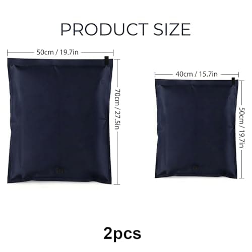 Small Vacuum Storage Bags for Travel 2 Pack,Reusable Compression Storage Space Saver Suitcase Backpack Organizer, No Need for Air Pump, Manual Exhaust, Saving Luggage Space Storage Bags with Zips — view 2