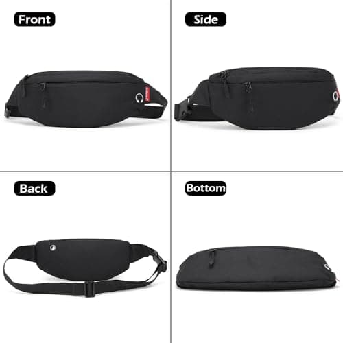Crossbody Bag Fanny Pack for Men Women, Small Crossbody Sling Bag, Adjustable Waist Pack Durable Water Resistant Hip Pack Bumbag Belt Bag Chest Wallet for Travel Walking Running Hiking Cycling, Black — view 2
