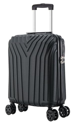 DK Luggage Carry-on 20” Cabin EasyJet, BA, Jet 2 Hard Shell Hand Luggage Approved Suitcase 4 Wheel Spinner Luggage ABS101 Black