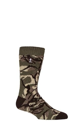 HEAT HOLDERS SOCKSHOP Mens 2.3 TOG Patterned and Plain Thermal Socks Pack of 1 (UK, Numeric, 6, 11, Regular, Regular, Military Camo)