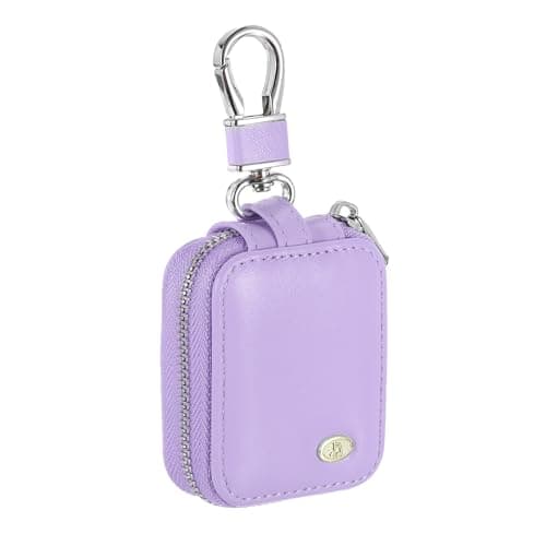 sourcing map Earbuds Cases, Earphone Case Holder, PU Leather Ear Buds Case Zipper Organizer Small with Mesh Pocket for USB Cable, Wireless Wired Earphones, Purple